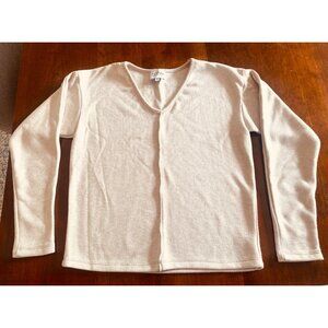 NWOT Womens V Neck Knit Tan Top Flynn Collection Size XS Lightweight Soft Tan